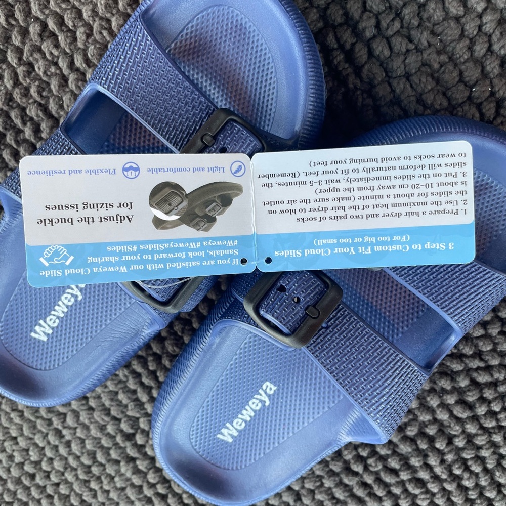 Adjustable “pillow” sandals - Fit Size 5.5-6.5 - Navy & Black - Picture 5 of 7